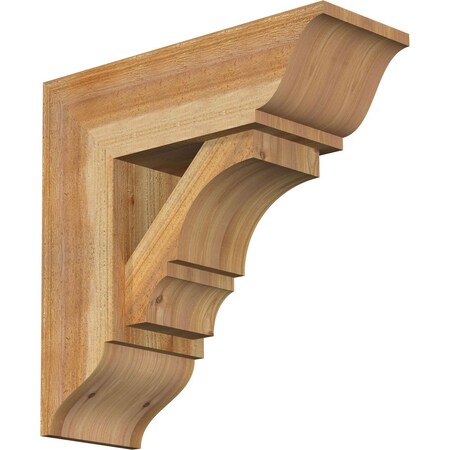 Ekena Millwork Balboa Traditional Rough Sawn Bracket w/ Offset Brace, Western Red Cedar, 8"W x 22"D x 22"H BKT0806X22X22BOA01RWR